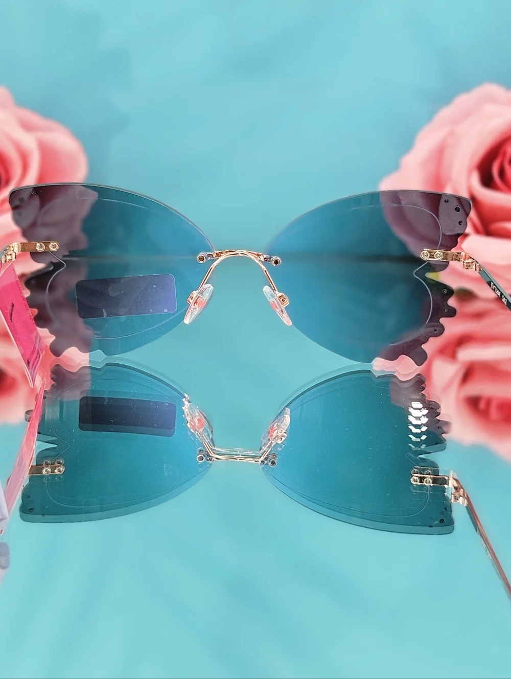 Betsey Johnson Sunglasses Blue Embellished Butterfly Sunglasses Vacation Novelty